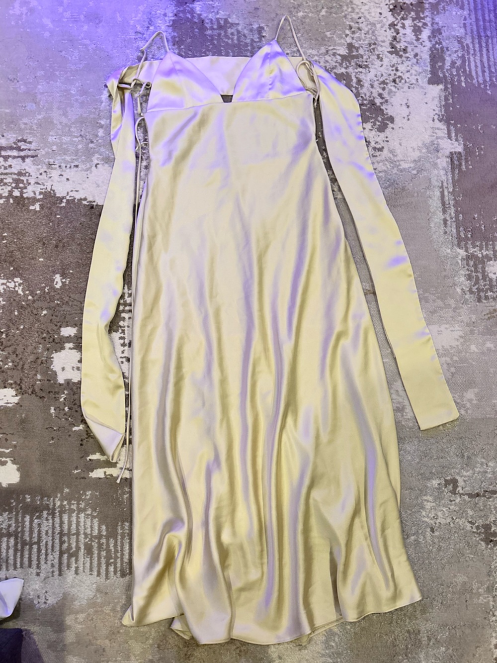 Zara Satin Slip Dress in Pale Yellow